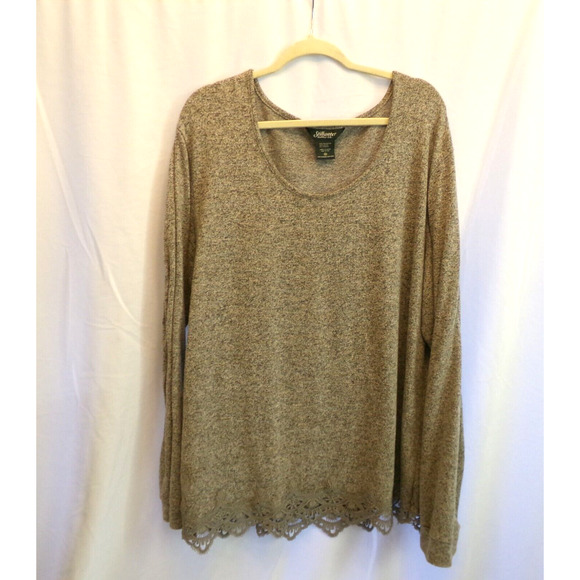 Stillwater Supply Co Women’s 3X Gray Lace Hem Pullover Sweater Stretch - Picture 1 of 4
